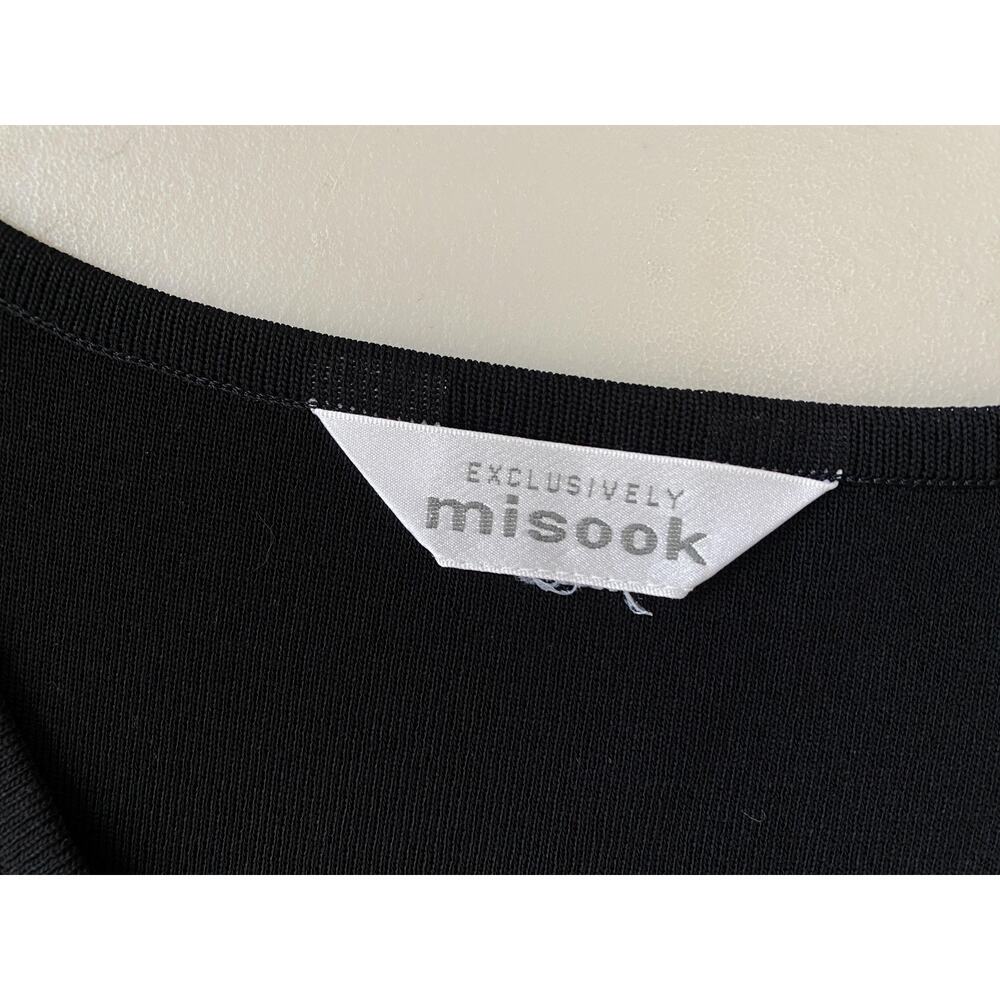 Misook Black Knit Dress Large V-Neck Stretch Short Sleeve Career Travel Classic - Picture 11 of 13